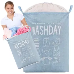 Bathroom laundry basket bag blue ❤️ Laroxy.pl