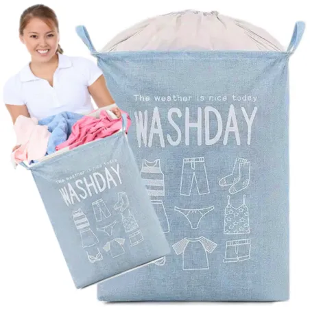 Bathroom laundry basket bag blue ❤️ Laroxy.pl