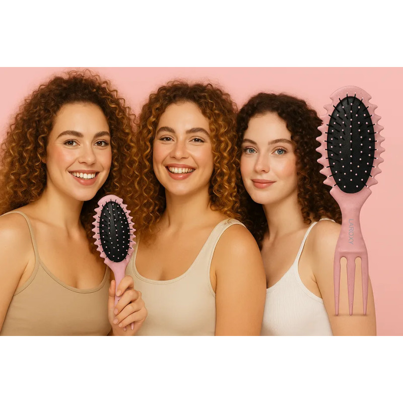 Boar bristle curly hair brush to define curls ❤️Laroxy